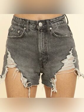 BLUE BUTTERCUP NWT Black Wash High Rise Frayed Cutoff Denim Jean Shorts Size S